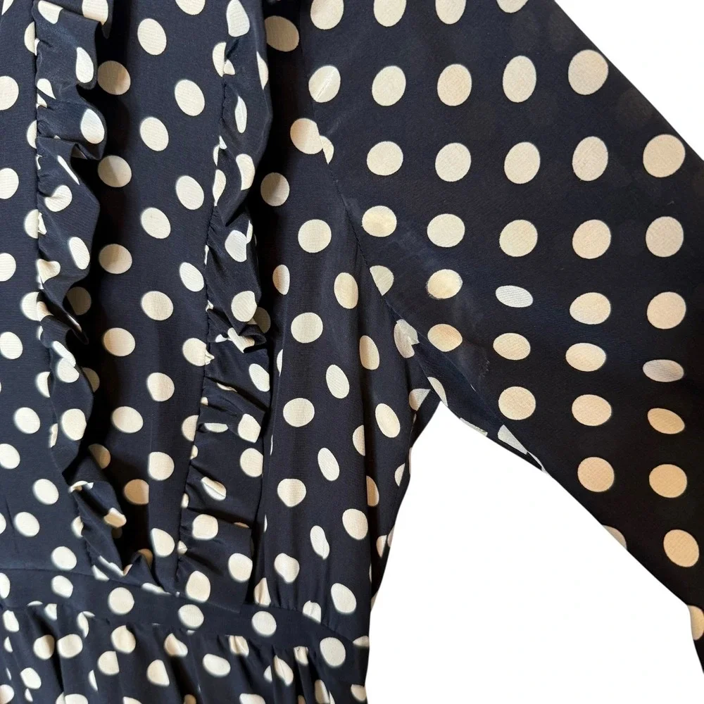 Kate Spade Adele Silk Polka Dot Dress in Black Cream size‎ 2